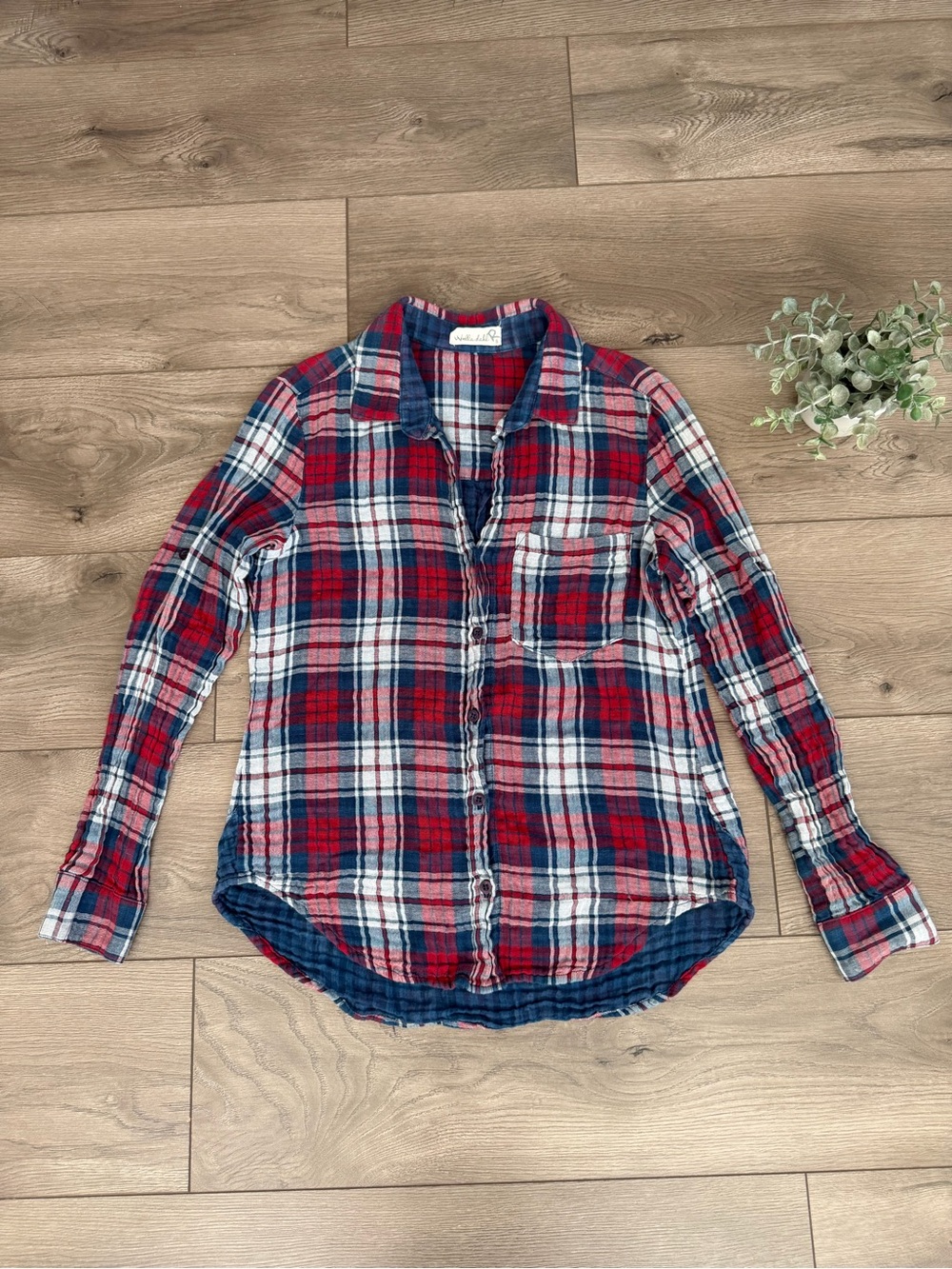 BELLA DAHL Red & Blue Plaid Button-Up Shirt - Size Small